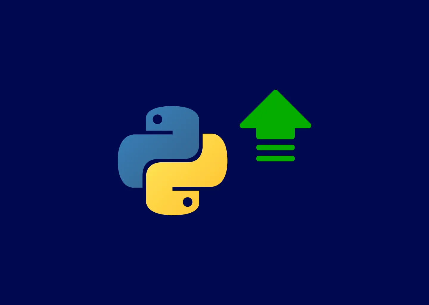 Python icon with a green arrow up