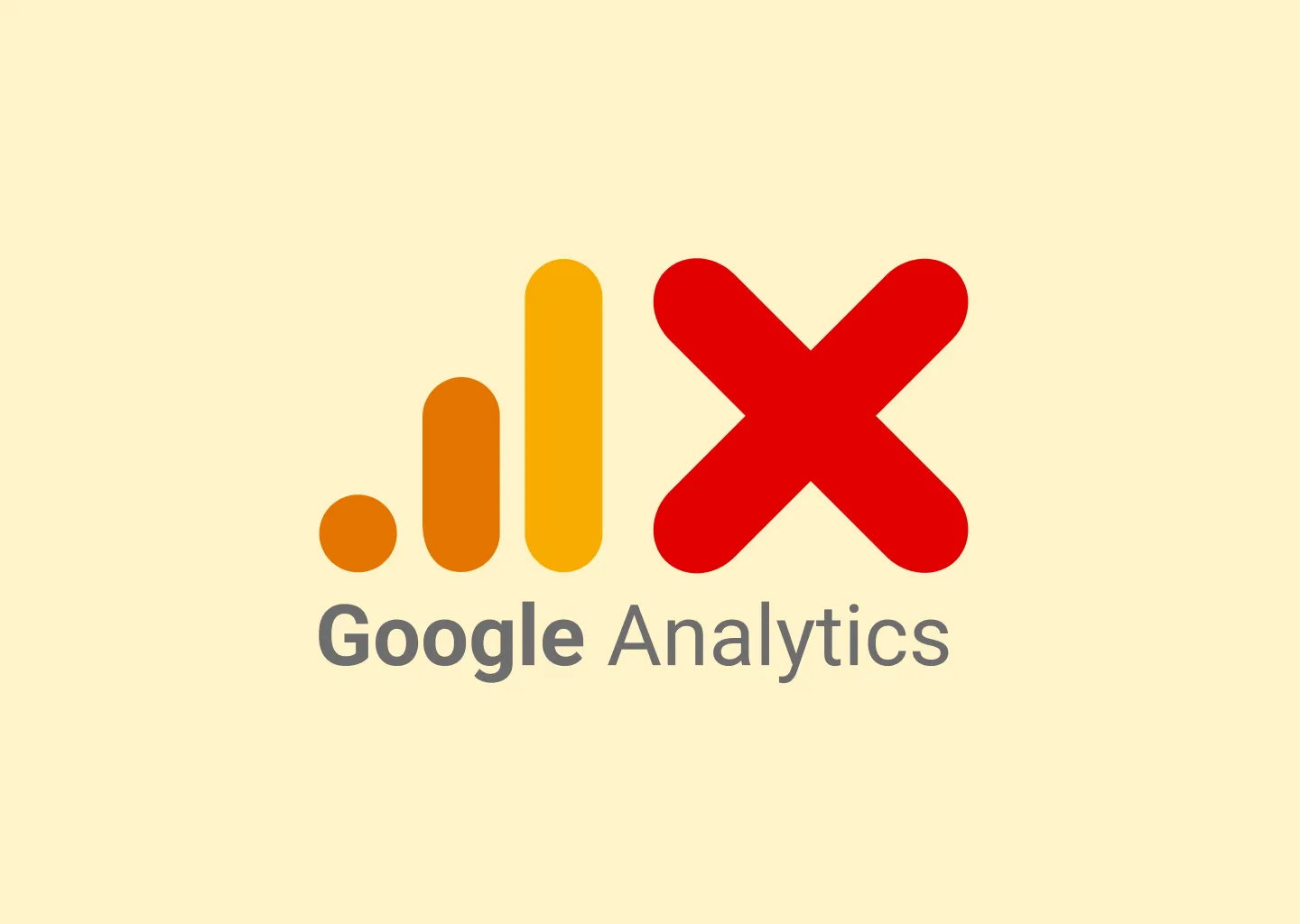 Google Analytics logo with a red X